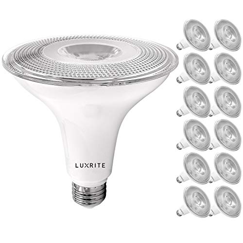 LUXRITE 12 Pack PAR38 LED Outdoor Flood Light Bulbs, 120W Equivalent, 1250 Lumens, 2700K Warm White, 15W Dimmable, Indoor Outdoor Spotlight Bulb, Wet Rated, E26 Standard Base, UL Listed