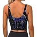 Women Girls Yoga Bras U-Shaped Back Comfy Athletic Tops Padded Sleeveless Activewear for Gym Exercise, Galaxy Starry Sky Christmas Elk Moose