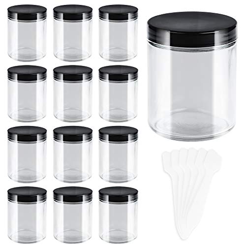 8 oz Clear Round Glass Jars with Black Lids 12 P in Pakistan