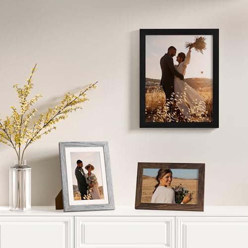 Image of Vittanly 12 Pack Picture Frames Collage Wall Decor for Mounting or Tabletop Display, Gallery Wall Frame Set for Family, Multi Sizes Including 4pcs 8x10, 4pcs 5x7, 4pcs 4x6, Black, Brown and Grey