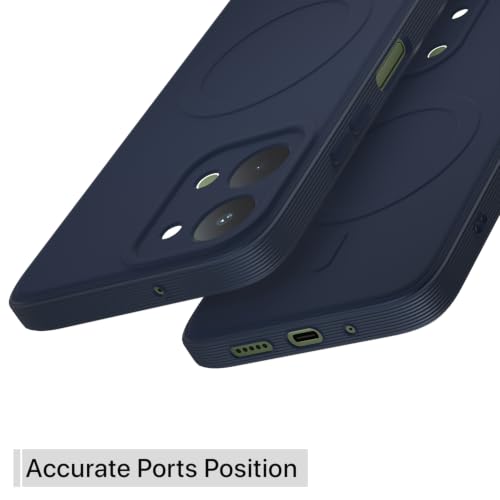 Image of Outlouders Back Cover for Vivo T5x / Vivo Y51 Pro /iQOO Z11x 5G Soft Matte Silicone Cover with Slim Fit | Mag-Safe Logo (Not Mag-Safe Compatible) | Shockproof | Camera Protection Bumper Case (Blue)
