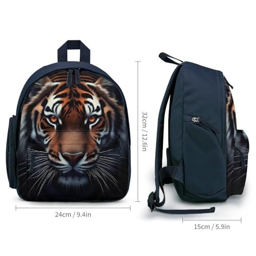Travel Mini Backpack, Mens Causal Book Bags Funny Small Daypack Shoulder Bag with Adjustable Strap Animal Tiger Black Bags2