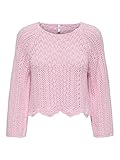 - Detail Type : Knit pullover - Neck : O-Neck - Sleeve : 3/4 Sleeves (3/4) - Length/Size : Cropped - Extra details : Scallop edge, Pointelle detail