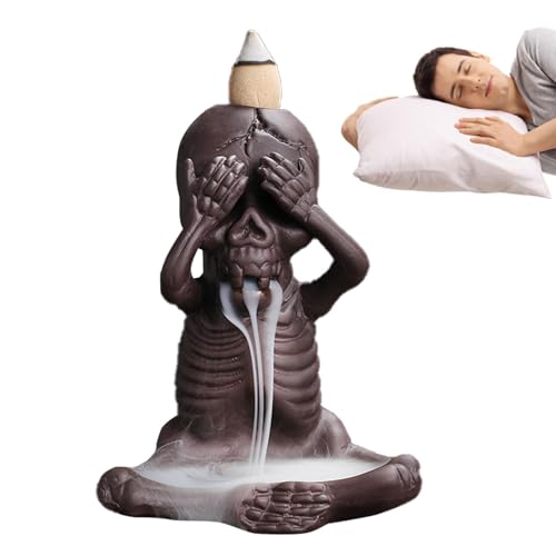 Vmiorzq Skull Decor Räuchergefäß | Totenkopf-Wasserfall-Weihrauch-Brenner | Schaffen Sie eine angenehme Atmosphäre. Einzigartiges Aromatherapie-Ornament für Yoga zu Hause Vmiorzq Skull Decor Räuchergefäß | Totenkopf-Wasserfall-Weihrauch-Brenner | Schaffen Sie eine angenehme Atmosphäre. Einzigartiges Aromatherapie-Ornament für Yoga zu Hause