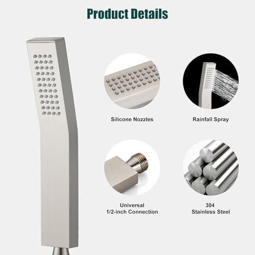 Heyalan Hand-held Shower Head Set-SUS304 Handheld Shower, Brushed Nickel by Heyalan - Used condition - Image 2