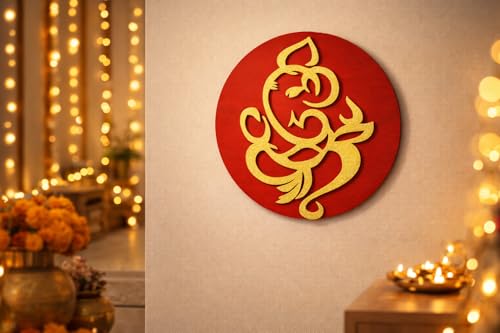 Art mural Ganesh 3D panneau bois rond pour habiller un mur vide avec élégance