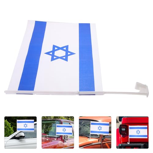 WHAMVOX Israel Flagge Auto Fahne 4 Stück Polyester 30x45cm Dekorative Autofenster Flaggenverzierung Langlebige Nationalflagge für Sport Party und Fanartikel