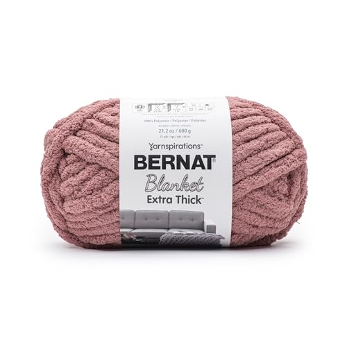 Image of Bernat Blanket Extra Thick Rose Yarn - 1 Pack of 21.12oz /598.74g - 100% Polyester - #7 Jumbo - 72 Yards - Chunky Yarn for Hand Knitting, Crocheting, Crafts & Amigurumi