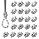 20PCS 1/8 Inches M3 Wire Rope Clamp 304 Stainless Steel Simplex Single Bolt Wire Rope Clips Wire Clips for 1/8' Wire Rope Cable Clamp for Guy Line Metal Fence Antenna Clothesline Rigging Hardware