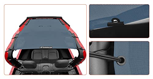 Shadeidea Top Sun Shade for Jeep Wrangler JL (2018-2023) 2 Door Sunshade Front and Rear - Steel Blue Mesh Screen Soft Top Roof Cover UV Blocker with Grab Bag - 10 Year Warranty - Thumbnail 3