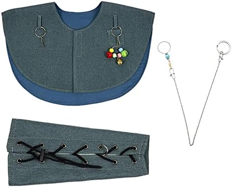 apott Bird Anti-Scratch Shoulder Protector Pet Arm Guard Parrots Shoulder Cover Shawl Training Supplies for Cockatiel Hamster (Grey L, Collar 1.9cm/0.75 inch)