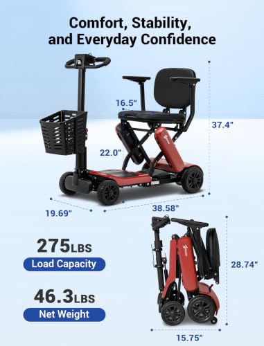 Image of Aotedor Foldable Mobility Scooter for Seniors, 20 Miles Long Range Safe & Comfortable Lightweight Folding Scooter with 275lb Capacity All-Terrain Airline Cruise & FSA Approved - Extended Range