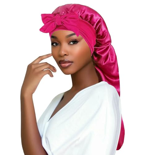 NYSDM - Gorro de Dormir de satén para Mujer, Gorro de Dormir de Cola Larga con Trenzas, Gorro de Ducha, Gorro de baño para Sauna
