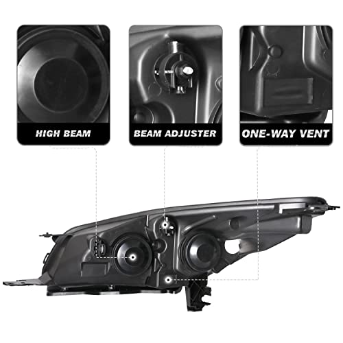 Sockir Headlight Assembly W/Bulbs Compatible With 2013-2016 Ford Escape Replacement Headlamp Chrome Housing With Amber Reflector, Driver & Passenger Side #TOP2