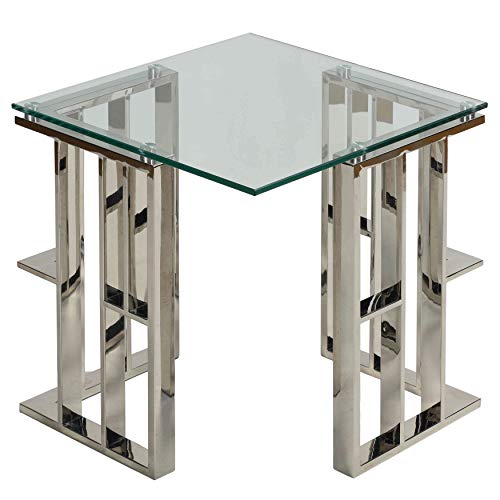 Cortesi Home Ripley Contemporary Glass End Table, 20", Clear #TOP12