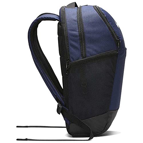 Nike Brasilia Medium Training Nike Backpack for Women and Men with Secure Storage & Water Resistant Coating, Midnight Navy/Black/White