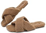 UBFEN Womens Mens Slippers Memory Foam Comfort Fuzzy Plush Lining Slip On House Shoes Z Coffee Size US 8