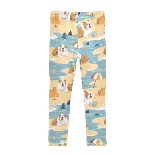 Pug Dog Beach Umbrella Girls Leggings Ultra Soft Compression Yoga Gym Pants for Kids 4-10T2