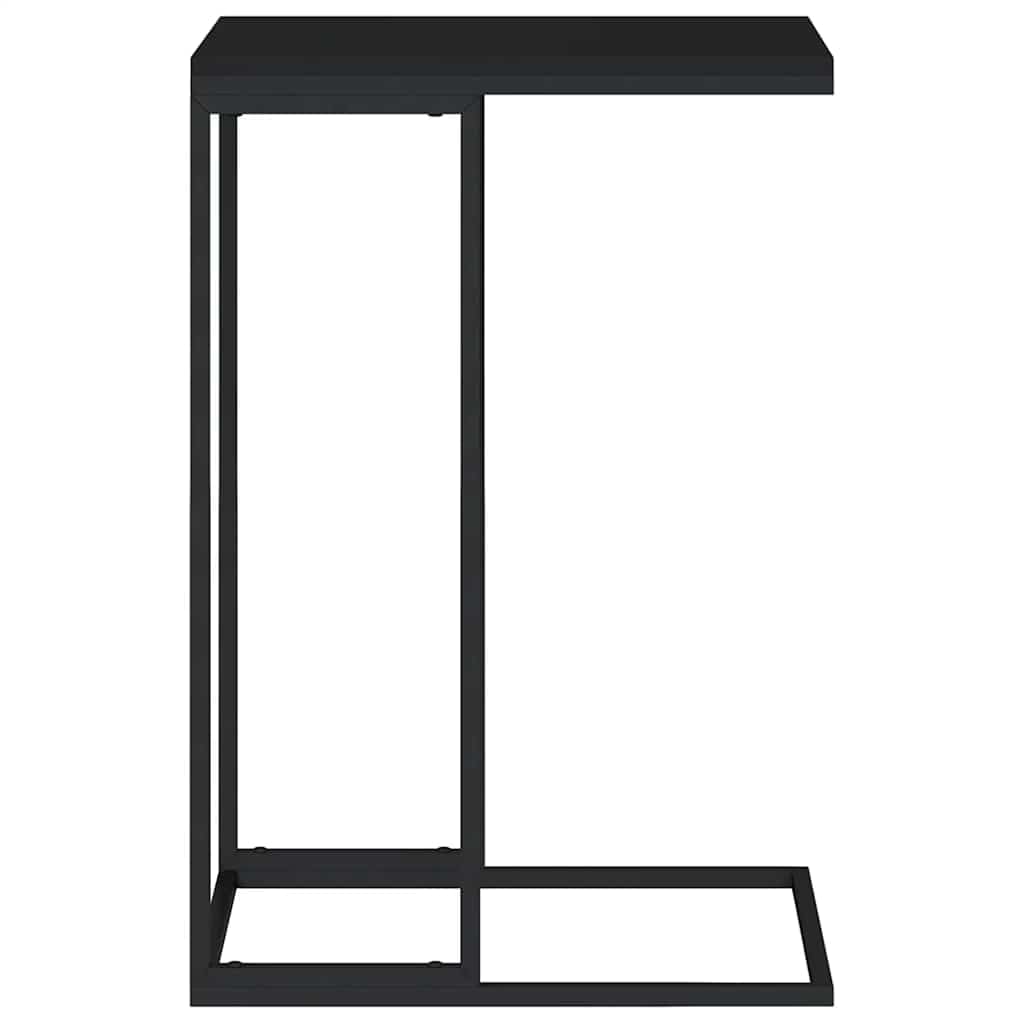 Mały stolik kawowy w kształcie litery C, czarny, 40 x 30 x 59 cm, drewno i żelazo, nowoczesna strona do salonu, sofa przesuwana pod akcentem mebli, stabilna powierzchnia, łatwy montaż