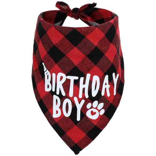 Classicseali Haustier Bandana,Hundehalstuch Kleine Hunde,Hundehalstuch Geburtstag,Halstücher Rot Bandana für Hunde,Geburtstags Party Zubehör,Waschbar,Baumwolle Dreieckig