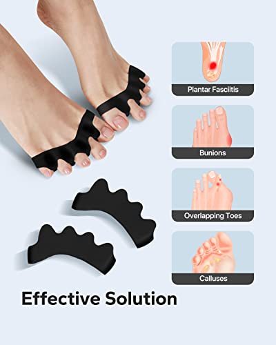 Meto Toe Separators (2 Count), Toe Spacers, Toe Straighteners, And Toe Stretcher, Bunion Corrector For Women/Men - Correct Bunions And Restore Toes To Original Shape (Black) #TOP5