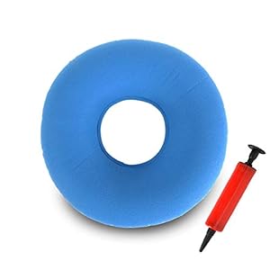 TDCQ Zitring, aambeien, stuitbeen, zitring, opblaasbaar, orthopedisch zitkussen met pomp, hardheid instelbaar voor stuitbeen, decubitus, rolstoelen