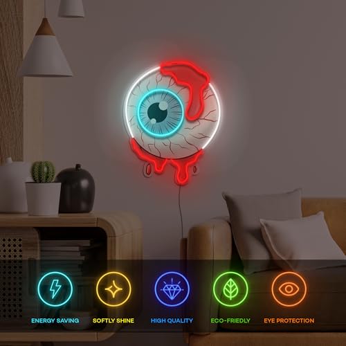 Bloody Eye LED Light – Pop Art, Custom Wall and Desk Decor, Unique Light for Home, Office, Bar, USB Plug