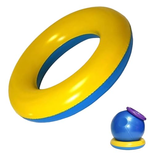Yoga Ball - Base Fixed Ring Anti slip Stability Suitable for Home Gym Office Improving Back Pain Providing Balance PVC (1PCS Yellow/Blue 23.58in/60cm)