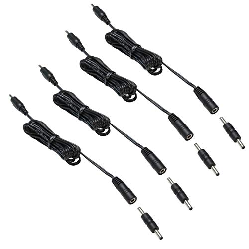3.5X1.35 DC Connector for AIBOO Single White Kitchen Light Bar, 22AWG,Black Extension Cords,5ft.(3.5 X 1.35 mm Black Cords,4 Packs)