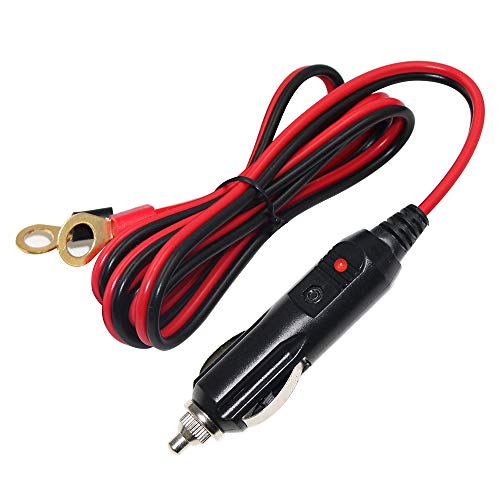 Male Cigarette Lighter to O Ring Terminal Harness Extension Cable - 12V-24V Power Supply Cord Adapter Fuse 15A 16AWG Cable Wire for Car Inverter Air Pump Sprayer Compressor and DIY (3FT)
