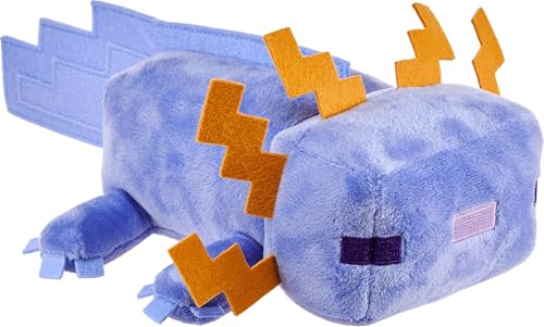 Mattel Minecraft Ajolote azul peluche, boneco macio colecionável inspirado no personagem do jogo de vídeo, 20,32 cm, JDH77