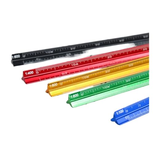 Regla de escala triangular arquitectónica de aluminio de 30cm negro multicolor 2