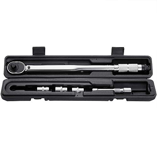 Cucunu 1/2 Inch Drive Click Torque Wrench Set 20-150 Ft-Lb With Sockets And Extension I Dual Direction 28-210 Nm Reversible Ratchet Wrenches Tool Kit Lug Nut #TOP2