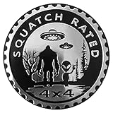 Squatch Aliens Badge Rated Car Emblem, 4 x 4 Metal Automotive Bigfoot Badge 3D Metal Car Badges Emblems Round Emblem Decals Car Badge Decals Stickers Compatible with Jeep Wrangler Vehicles Trucks SUV