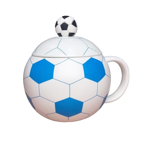 Taza cerámica fútbol 13.5 oz blanca diseño fútbol miniatura 1