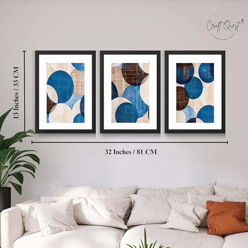 Image of CRAFT QUEST Wall Art Decor Paintings | Set of 3 Abstractv Wall Art Frames for Home Decoration | Ideal for Living Room, Bedroom & Office (Black, 10 X 13 Inches Each Frames)
