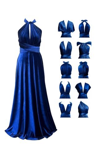 Velvet Infinity Dress with Bandeau,Convertible Bridesmaid Dresses,Plus Size Velvet Wrap Maxi Long Multiway Formal Dress Royal Blue