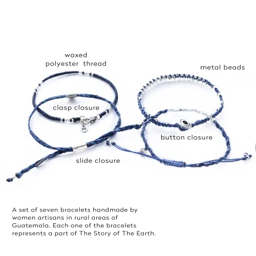 Wakami Earth Charm Bracelet | Handmade Women's Jewelry | Boho Bracelets for Women & Men | Trendy Beaded Bracelet Stack | Waterproof | Fair Trade | Braided4