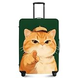 ANNA QUEEN Funny Cat Luggage Cover,Cute Cartoon Stretchable Suitcase Protector Sleeve,Fit for 20-22 Inch Checked Baggage,Water Resistant Durable Luggage Protector