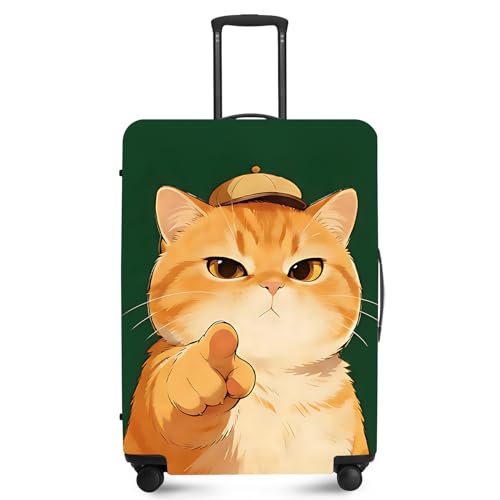 ANNA QUEEN Funny Cat Luggage Cover,Cute Cartoon Stretchable Suitcase Protector Sleeve,Fit for 24-26 Inch Checked Baggage,Water Resistant Durable Luggage Protector