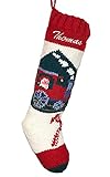Christmas Stocking Personalized Hand Knit Train Stocking