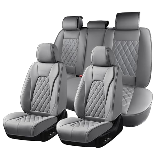 Image of Coverado Car Seat Covers Front Seats and Back, Leather Seat Cover for Cars, Waterproof Seat Covers Full Set Universal Seat Covers Seats Protectors Car Seat Cushion Fit for Most Car - Gray