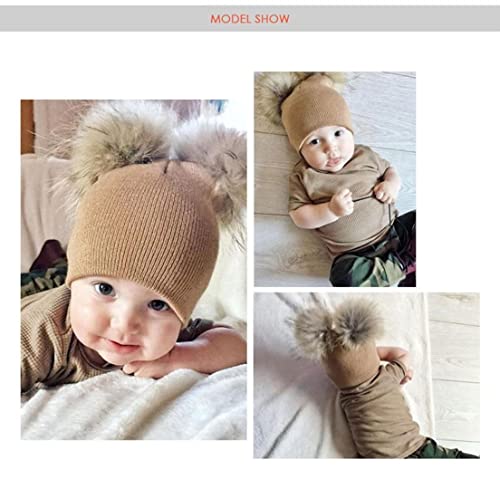 Unisex Kids Winter Pompom Hat Faux Fur Knitted Toddler Beanie Woolen Cap3