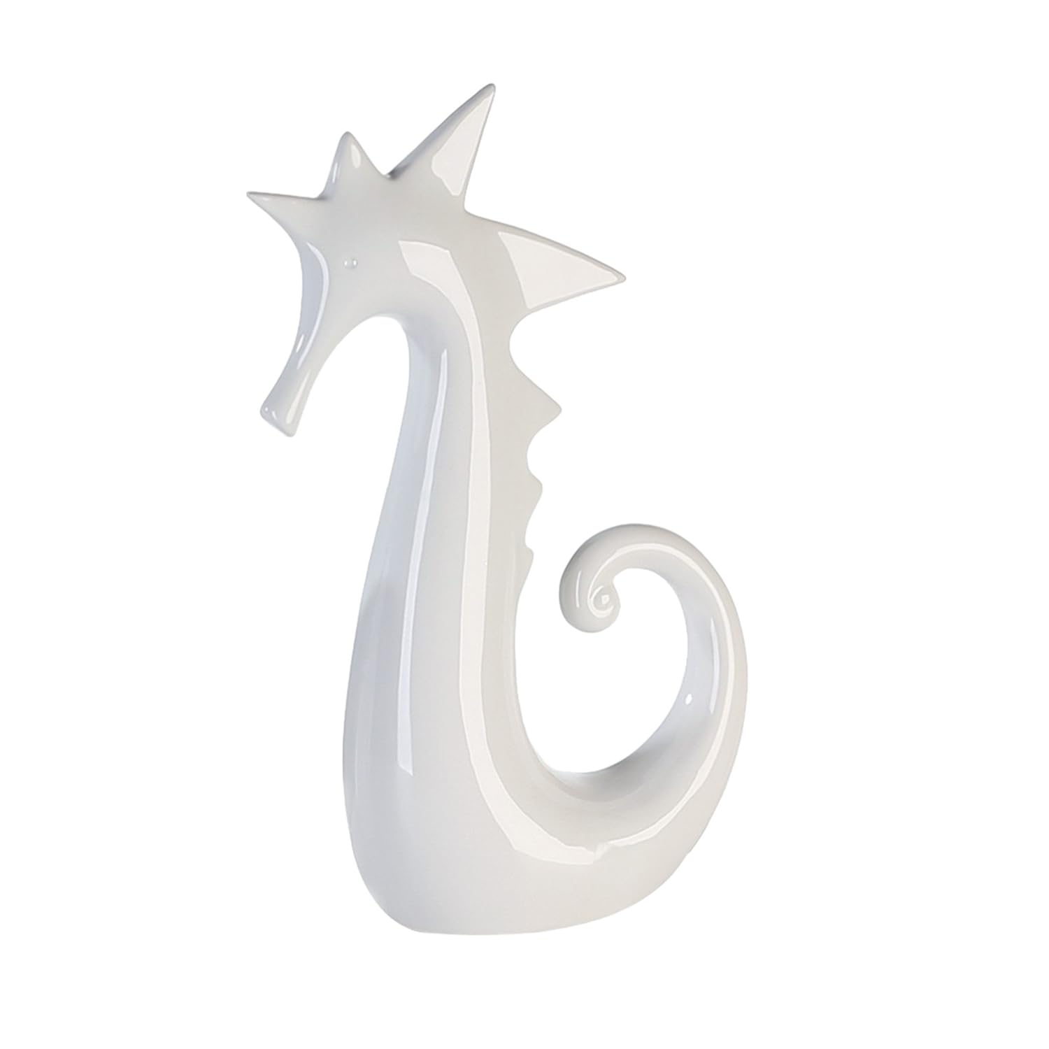 Casablanca figurka konika morskiego, dekoracyjna, biała, nowoczesna – konik morski, ceramiczne figurki do dekoracji łazienki, biała figurka dekoracyjna na prezent, dekoracja łazienki, błyszcząca