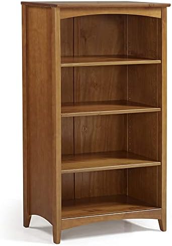 Shaker Style 4 Shelf Bookcase / Solid Wood / 48" High / Adjustable Shelving / Closed Back / Display Bookshelf for Living Room, Bedroom, Home and Office, Cherry
