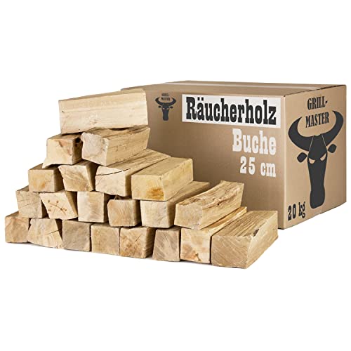 Buche Smoker Holz Räucherholz Brennholz 20 kg Buchenholz ohne Rinde 25 cm Kaminholz Smoke Feuerholz Grillen Wood BBQ Rauch Raeuchern Smokewood Grillmaster