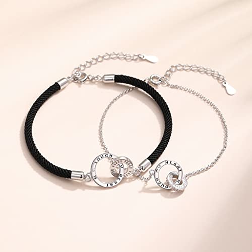 Bracelets de couple en argent sterling au design minimaliste chic - 4