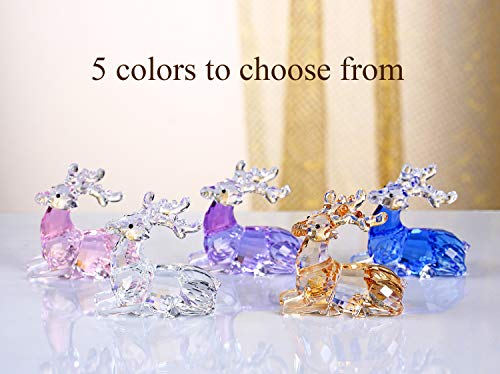 Dojoz Crystal Deer Animals Lovely Elegant Craft Decorations For Home Ornaments Christmas Collectible Birthday Gifts Reindeer Figurines (Gold) #TOP5