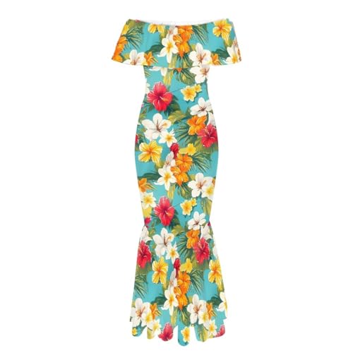 Image of Polynesian for Women S-7XL Off Shoulder Maxi Dress Hawaiian Summer Dresses