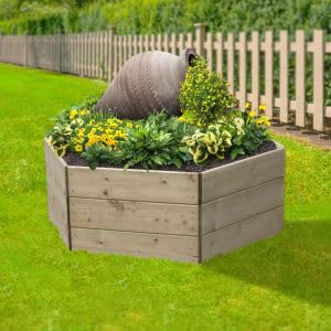 Greena Hexagonal Timber Raised Garden Planters For Outdoor Plants Vegetables Herbs Flowers Renewable Scandinavian Pine Pressure Treated For Long Product Life Made in the UK 60(L) cm x 45(H) cm โ image 1